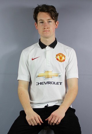 VINTAGE NIKE MANCHESTER UNITED FOOTBALL SHIRT IN WHITE WITH