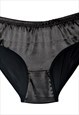 SEXY FULL BUM BLACK SATIN KNICKER HIGH WAIST UNDERWEAR 