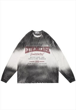 Gradient sweatshirt metalcore jumper grunge top in acid grey