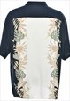 VINTAGE PIERRE CARDIN FOLIAGE PRINT BLACK & CREAM HAWAIIAN S