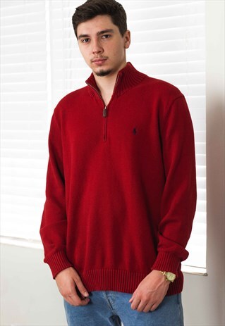 VINTAGE POLO RALPH LAUREN 1/4 ZIP JUMPER LOGO 90S XL 22.7