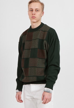 VINTAGE GREEN KNIT JUMPER SWEATER
