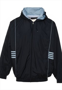 Vintage Navy Zip-Front Hooded Jacket - XL