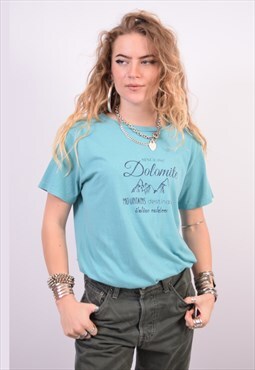 Vintage T-Shirt Top Turquoise