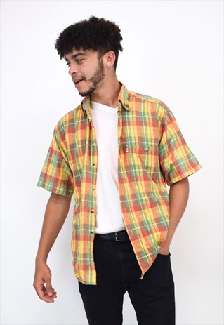 VINTAGE 90S FILA ORANGE & GREEN CHECK SHIRT