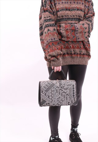 VINTAGE 70'S GREY TAPESTRY MARY POPPINS BAG MEDIUM