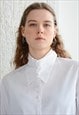 VINTAGE ANNE FONTAINE WHITE HIGH COLLAR COTTON SHIRT