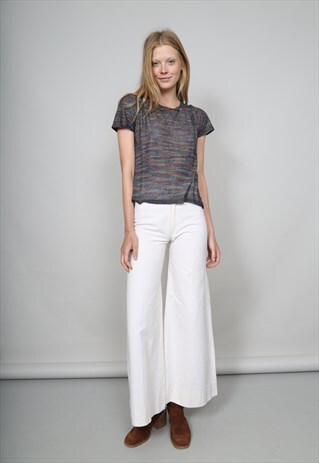 VINTAGE MISSONI 80'S MULTI-COLOURED LIGHTWEIGHT KNITTED TEE