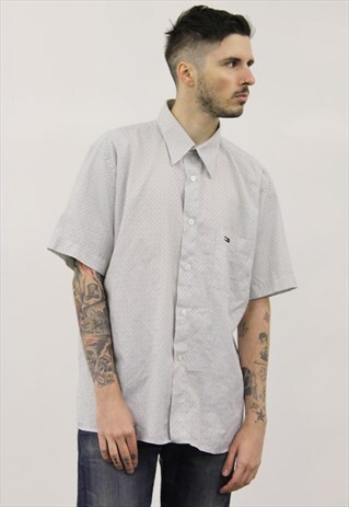 VINTAGE GREY CHCEKED TOMMY HILFIGER SHIRT