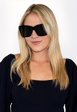 WILLOW Oversized Cat Eye Polarized Sunglasses - Black