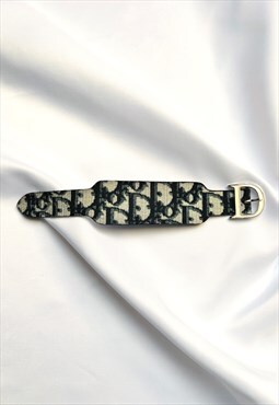 Christian Dior Bracelet Cuff Monogram Logo Oblique Blue