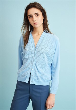 70'S RETRO KNITTED MINIMALIST PASTEL CARDIGAN TOP