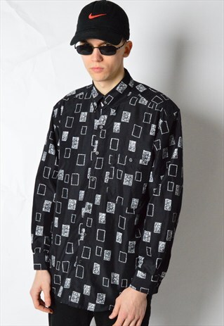 VINTAGE 90S BLACK SILK LONG SLEEVE SHIRT