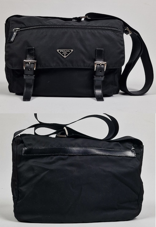 Prada Tessuto Nylon Sport Black Messenger Crossbody Bag 