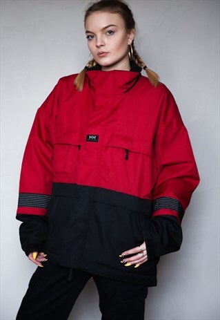 VINTAGE HELLY HANSEN RED WINTER JACKET . WORKWEAR . UNISEX