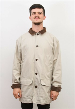 VINTAGE MEN'S L TALL JACKET BARN FIELD CANVAS CHORE COAT