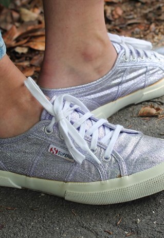 VINTAGE SUPERGA TRAINERS GLITTERED LAMEW 80'S