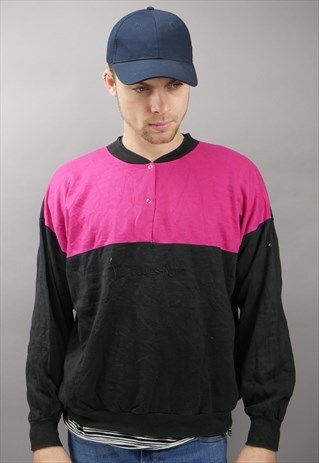 VINTAGE MERCEDEZ-BENZ SWEATER IN BLACK & PINK