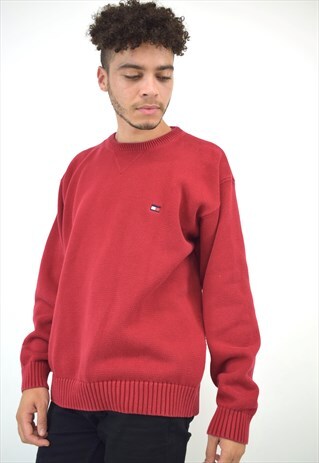 VINTAGE 90S TOMMY HILFIGER DARK RED SWEATER
