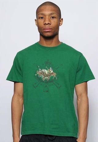 VINTAGE POLO RALPH LAUREN T-SHIRT LOGO GREEN
