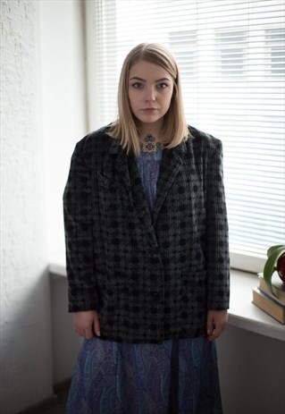VINTAGE 80'S GREY/BLACK CORDUROY BLAZER