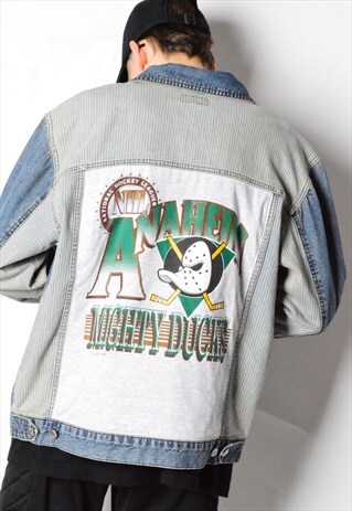 REWORKED VINTAGE 90S DENIM JACKET X NHL HOCKEY MIGHTY DUCKS