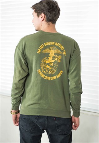 VINTAGE US MILITARY SWEATSHIRT LOGO 90S L 13.5