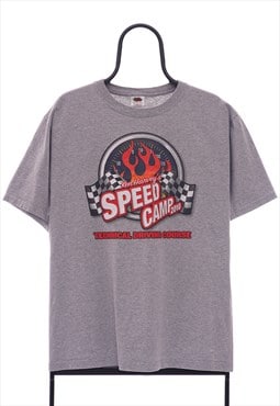 Retro Speed Camp Graphic Grey Racing TShirt Womens