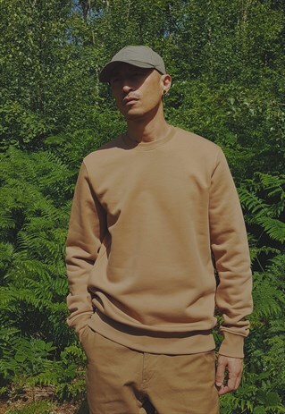 SUSTAINABLE ORGANIC COTTON SWEATSHIRT CAMEL BEIGE