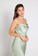 CHELSEA COWL NECK BACKLESS DRESS - SAGE GREEN