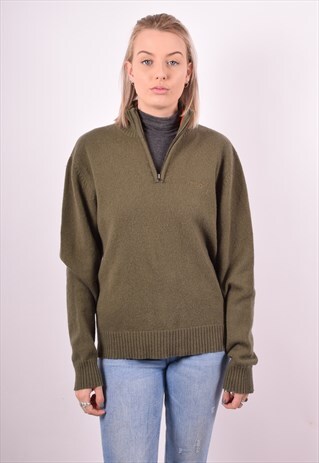 FILA WOMENS VINTAGE JUMPER SWEATER MEDIUM GREEN 90S