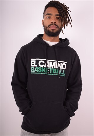 ADIDAS MENS VINTAGE HOODIE JUMPER MEDIUM BLACK 90S