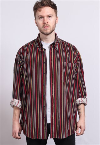 VINTAGE CORDUROY CORD STRIPED SHIRT