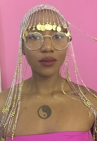 GOLD VINTAGE STYLE FRAME CLEAR LENS GLASSES