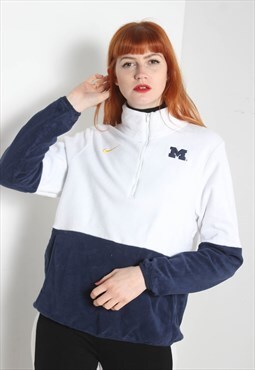 Vintage Nike 1/4 Zip Michigan Fleece Sweatshirt White