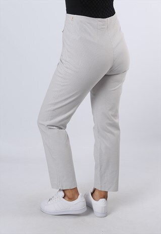 HIGH WAISTED TROUSERS CHECKED TAPERED UK 12 (CKBF)