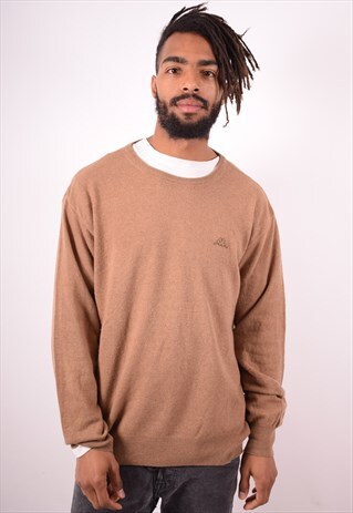 KAPPA MENS VINTAGE JUMPER SWEATER XL BROWN 90S