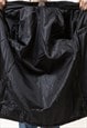 80S VINTAGE VTG RARE BLACK LEATHER COAT TRENCH 5368