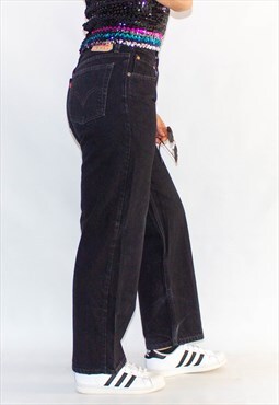 Vintage High Waist Black Levi Straight Leg Jeans