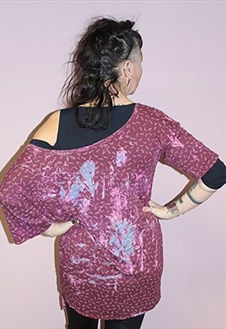PINK BLEACHED LONG TUNIC SLOUCHY TOP LOUNGEWEAR GRUNGE