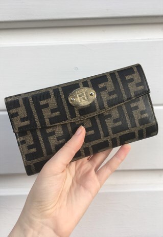 WOMENS VINTAGE FENDI PURSE ALL OVER PRINT MONOGRAM WALLET