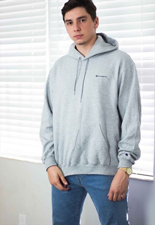 VINTAGE CHAMPION HOODIE SWEATSHIRT LOGO 90S L 19.5