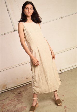 90'S RETRO EMBROIDERED PARIS CHIC MINIMALIST MIDI DRESS