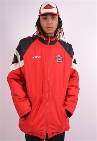 ADIDAS MENS VINTAGE PADDED JACKET LARGE RED 90S