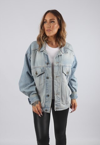 VINTAGE DENIM JACKET OVERSIZED FITTED UK 16 XL (9AS)