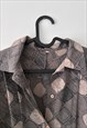 BROWN CACAO GEOMETRIC PRINTED CASUAL 80S BLOUSE SHIRT L