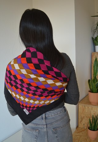 VINTAGE LANVIN SCARF CARRE CHECKS PRINTS