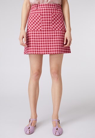 PRINCESS HIGHWAY RED CHECK MINI SKIRT