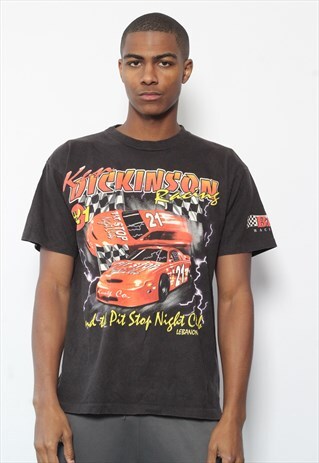 VINTAGE NASCAR PRINT RACING T-SHIRT BLACK