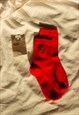 RED CHERRY FRUIT EMBROIDERED SOCKS
